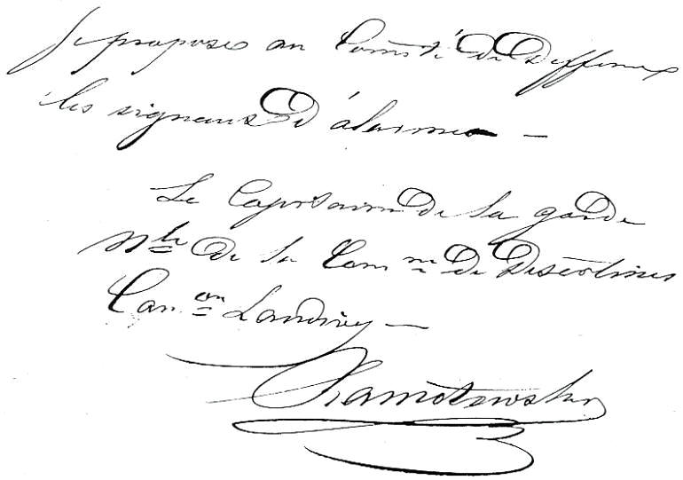 Notatka sporzdzona rk Jzefa Konstantego Ramotowskiego z jego podpisem i stopniem kapitana.