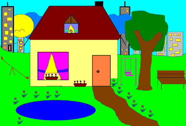 Rysunek  pt. "Dom" autor: Natalia Janusiak z Bienidzic - lat 12